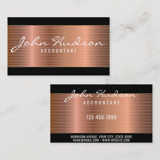 Elegant Copper Script Moderne Design 3.5x2 Busines Visitekaartje (Voorkant / Achterkant)