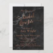 Elegant Copper Script Vrijgezellenfeest Black Marb Kaart (Voorkant)