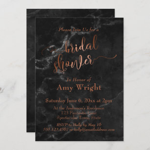 Elegant Copper Script Vrijgezellenfeest Black Marb Kaart