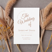 Elegant Copper Script Wedding Invitation Kaart