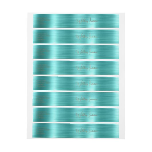 Elegant Copper Text Blauwgroen Folie Wedding Invit Adreslabel Wikkel (Vel)