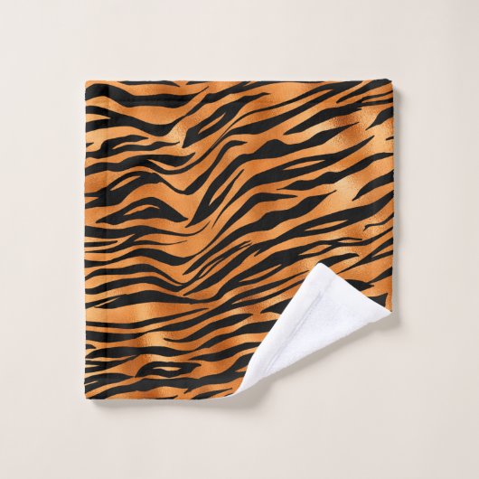 Elegant Copper Tiger Animal Print Bad Handdoek (Wasdoekje)
