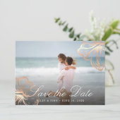 Elegant Copper Tropical Hibiscus Floral Photo Save The Date (Staand voorkant)