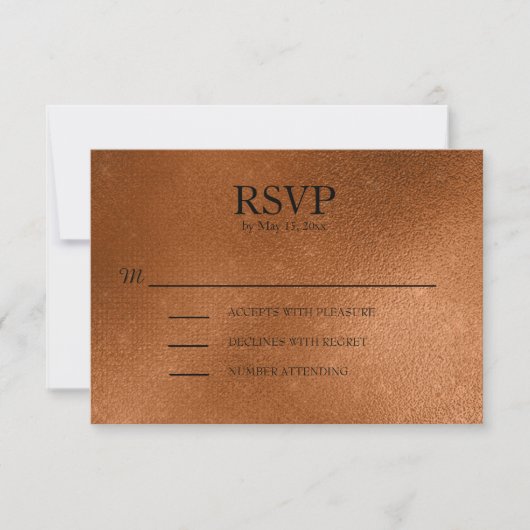 Elegant Copper Wedding RSVP (Voorkant)
