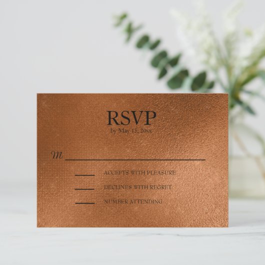 Elegant Copper Wedding RSVP (Staand voorkant)
