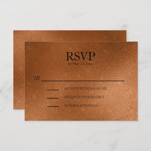 Elegant Copper Wedding RSVP (Voorkant / Achterkant)