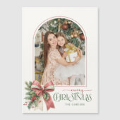 Elegant Coquette Bow Merry Christmas Arch Photo (Voorkant)