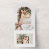 Elegant Coquette Bow Merry Christmas Arch Photo All In One Uitnodiging (Binnen)