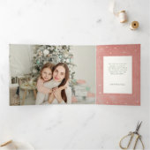 Elegant Coquette Bow Merry Christmas Arch Photo Drieluik Kaart (Binnen)