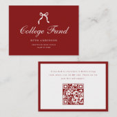Elegant Coquette Bow Red Graduation College Fund Informatiekaartje (Voorkant / Achterkant)