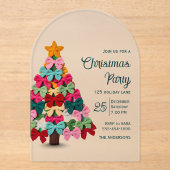 Elegant coquette bows christmas tree party acryl uitnodigingen (Voorkant)