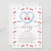 Elegant Coquette Cherry on Top Baby Shower Kaart (Voorkant)