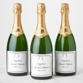 Elegant Coquette Hand getrokken boog Schattige Vri Sparkling Wijnetiket (Flessen)