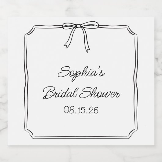 Elegant Coquette Hand getrokken boog Schattige Vri Sparkling Wijnetiket (Enkel label)