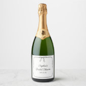 Elegant Coquette Hand getrokken boog Schattige Vri Sparkling Wijnetiket (Voorkant)