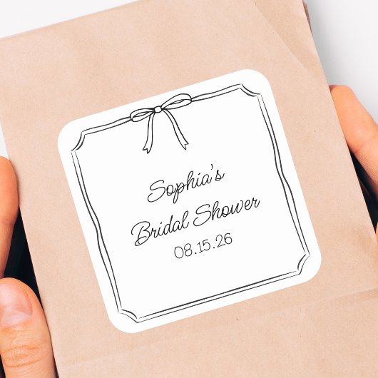 Elegant Coquette Hand getrokken boog Schattige Vri Vierkante Sticker