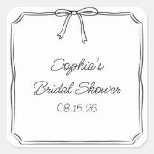 Elegant Coquette Hand getrokken boog Schattige Vri Vierkante Sticker (Voorkant)