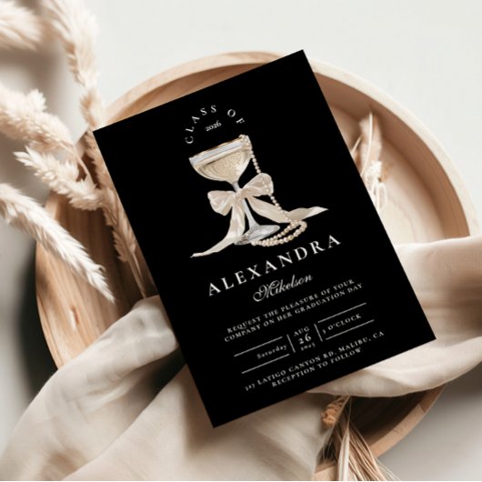 Elegant Coquette Pearl Graduation Kaart