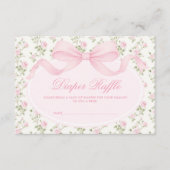 Elegant Coquette Pink Bow Diaper Raffle Informatiekaartje (Voorkant)