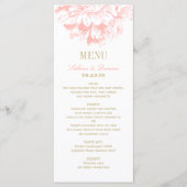 Elegant Coral and Gold Floral Peony Wedding Menu (Voorkant)