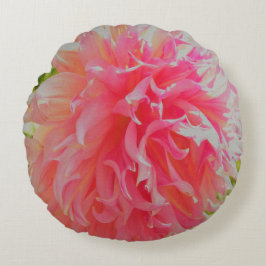 Elegant Coral and Pink Decorative Dahlia Rond Kussen