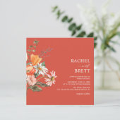 Elegant Coral and Pink Floral Wedding Invitation Kaart (Staand voorkant)