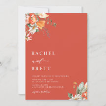 Elegant Coral and Pink Floral Wedding Invitation