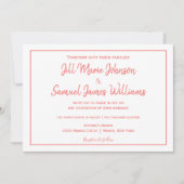 Elegant Coral and White Elegance Invitation Kaart (Voorkant)