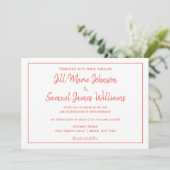 Elegant Coral and White Elegance Invitation Kaart (Staand voorkant)