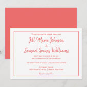 Elegant Coral and White Elegance Invitation Kaart (Voorkant / Achterkant)