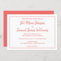 Elegant Coral and White Elegance Invitation