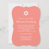 Elegant Coral Bat Mitzvah Uitnodiging (Voorkant)