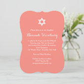 Elegant Coral Bat Mitzvah Uitnodiging (Staand voorkant)