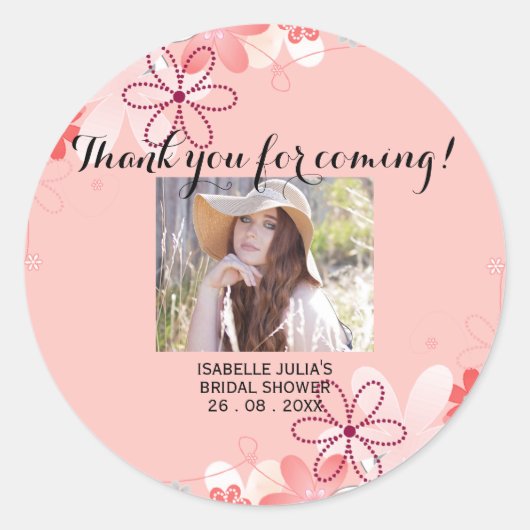 Elegant Coral BEDANKT VOOR HET KOMEN! Vrijgezellen Ronde Sticker (Voorkant)