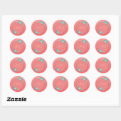 Elegant Coral Blue Flowers Ronde Sticker (Vel)