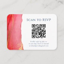 Elegant Coral Blue QR Code Weddenschap RSVP