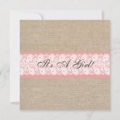 Elegant Coral Burlap Baby shower Invitation Kaart (Voorkant)