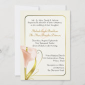 Elegant Coral Calla Lily Wedding Invitation Kaart (Voorkant)