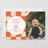 Elegant Coral & Cream Pattern  Happy Easter Photo Feestdagenkaart (Voorkant)