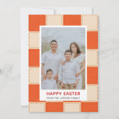 Elegant Coral & Cream Pattern Happy Easter Photo Feestdagenkaart (Voorkant)