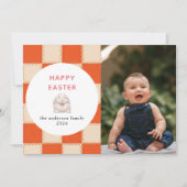Elegant Coral & Cream Pattern  Happy Easter Photo Feestdagenkaart (Voorkant)