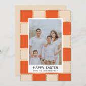 Elegant Coral & Cream Pattern Happy Easter Photo Feestdagenkaart (Voorkant / Achterkant)