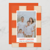Elegant Coral & Cream Pattern Happy Easter Photo Feestdagenkaart (Voorkant / Achterkant)