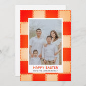 Elegant Coral & Cream Pattern Happy Easter Photo Feestdagenkaart (Voorkant / Achterkant)