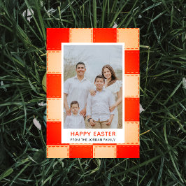 Elegant Coral & Cream Pattern Happy Easter Photo Feestdagenkaart