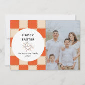 Elegant Coral & Cream Pattern  Happy Easter Photo Feestdagenkaart (Voorkant)
