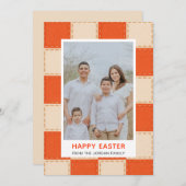 Elegant Coral & Cream Pattern Happy Easter Photo Feestdagenkaart (Voorkant / Achterkant)