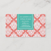 Elegant Coral Damask gepersonaliseerd Visitekaartje (Achterkant)