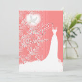 Elegant Coral Damask Vrijgezellenfeest Kaart (Staand voorkant)