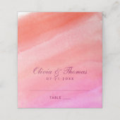 Elegant Coral en Roze Waterverf bruiloft Monogram Plaatskaartje (Buitenkant ongevouwen)